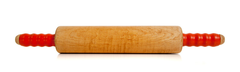 wooden rolling pin on white