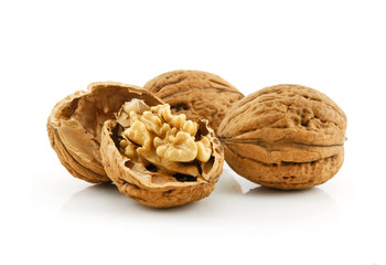 Close-up of a Walnut Fruits Isolated on White