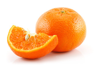 Ripe Sliced Tangerine Fruit Isolated on White