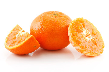 Ripe Sliced Tangerine Fruit Isolated on White