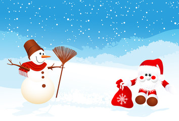 Snowman and Santa with ice frame