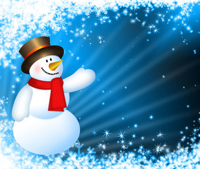 Snowman wishes merry Christmas and a happy New Year