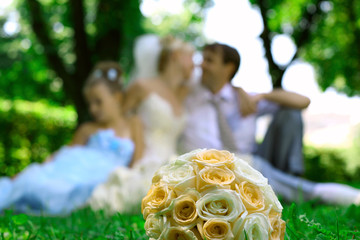 summer wedding walk