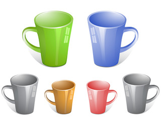Set of tea cups. Vector illustration