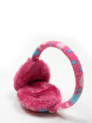 Pink winter fluffy beautiful ear-phones