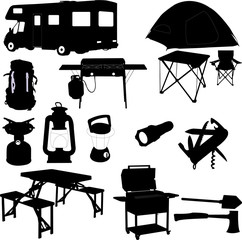 camping equipment - vector