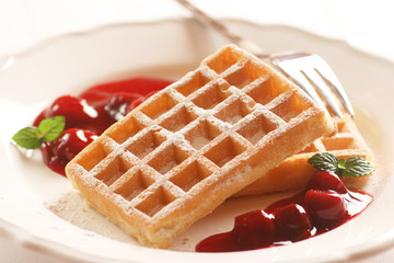 Waffles with Cherries