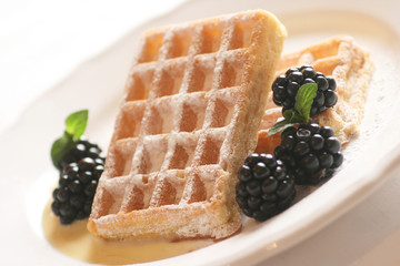 Waffles with Blackberries