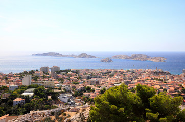 Aerial view of Marseille City coast