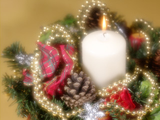 Xmas still life on golden background.