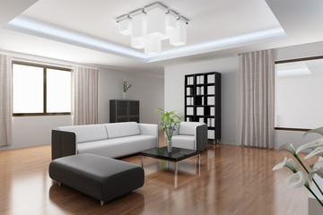 Naklejka na ściany i meble 3d rendering a modern living room