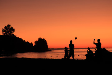 Fototapeta na wymiar Beach Ball at sunset