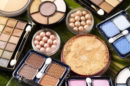 Collection of makeup products