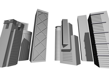 3D render of modern skyscrapers