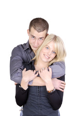 jeune couple sur fond blanc