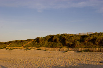 Fototapeta na wymiar fences on a beach in brittany