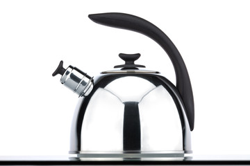 Chrome kettle isolated in white background