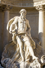 The Neptune statue of the Trevi Fountain in Rome, Italy.