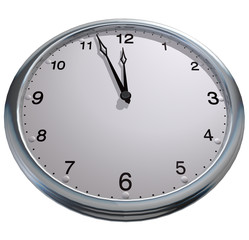 3d clock on the plain color background.