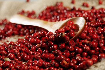 red peppercorns close up