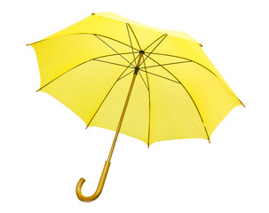 Yellow umbrella isolated on white