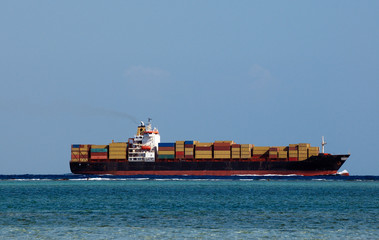 Huge container cargo ship in Red sea