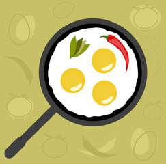 Fried Eggs over Creative Food Background