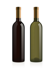 realistic wine bottles (red and white)