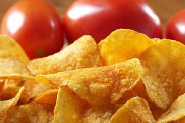 Potato chips and tomatoes