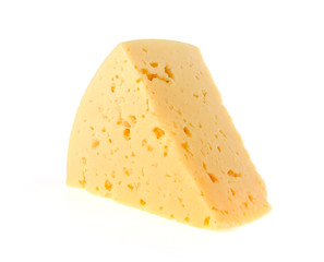 piece of cheese on a white background