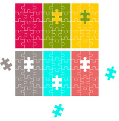 Color Puzzle cards, vector cards, game backgrounds