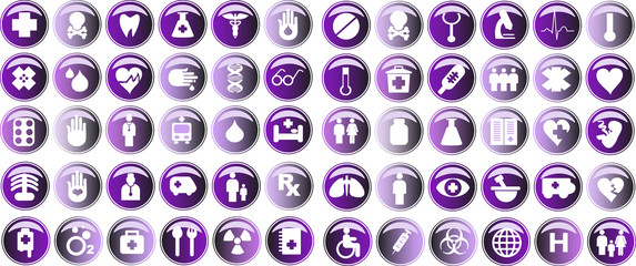 Medical button, shiny icons & warning-signs set, web button, vio - 18227129
