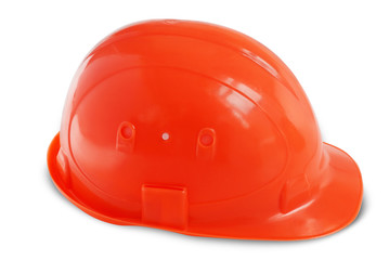 Fototapeta premium Orange hardhat on white. Clipping path.