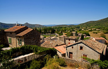 Fototapeta na wymiar View over Balazuc, a town in France