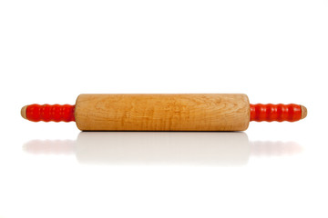 wooden rolling pin on white