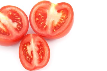 Isolated slice fresh tomatoes