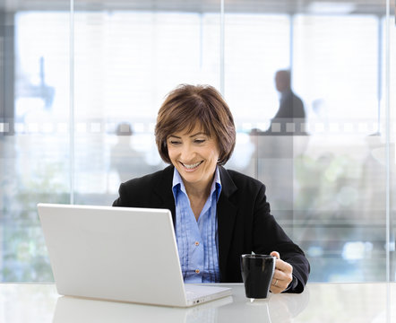 Senior businesswoman using laptop