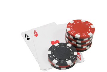 Par of aces and poker chips