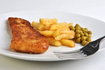 fish and chips with some organic pea
