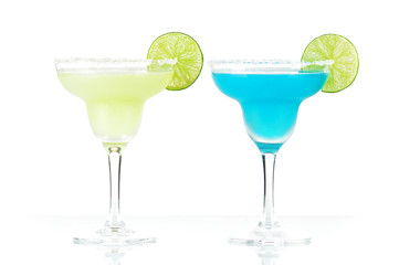 Two margarita alcohol cocktails