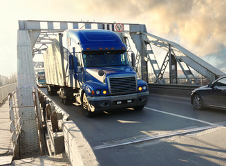 heavy truck on industrial bridge