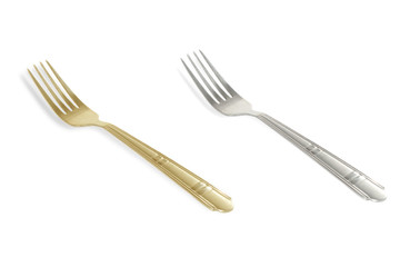 silver and gold forks
