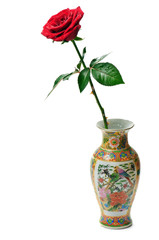 red rose in vase