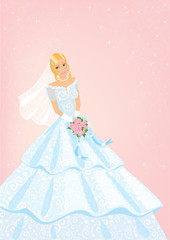 Fototapeta premium Bride with roses bouquet
