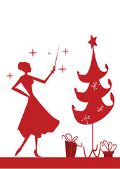 Fototapeta premium Christmas woman silhouette