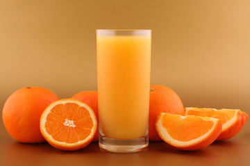 Orange juice and ripe citrus fruits