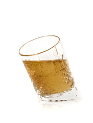 Crystal jigger with cognac
