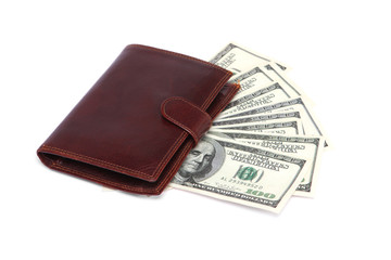 Hundred dollar bills and wallet