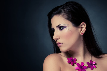 Portrait of a beautiful Fashion woman face with stunning make-up