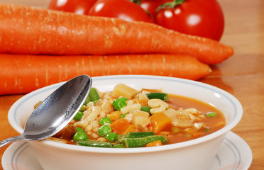 vegetable soup with a spoon